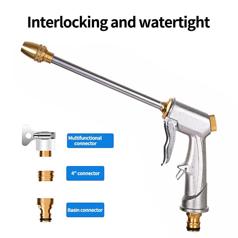 Садовый водяной пистолет, металлический распылитель высокого давления, шланговая насадка, пенный распылитель для мойки автомобилей, полив растений, инструменты для орошения