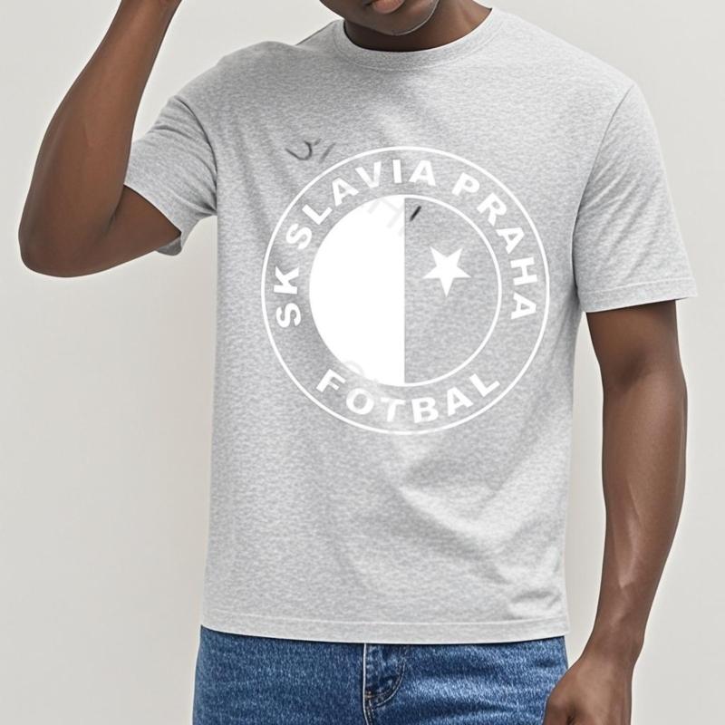 Мужская хлопковая футболка Летняя брендовая футболка SK Slavia Praha Футболка Чехия Прага Принт Футболка Унисекс футболка Свободный стиль