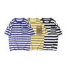 Детская полосатая футболка в корейском стиле - хлопок, короткий рукав, модный летний топ для мальчиков