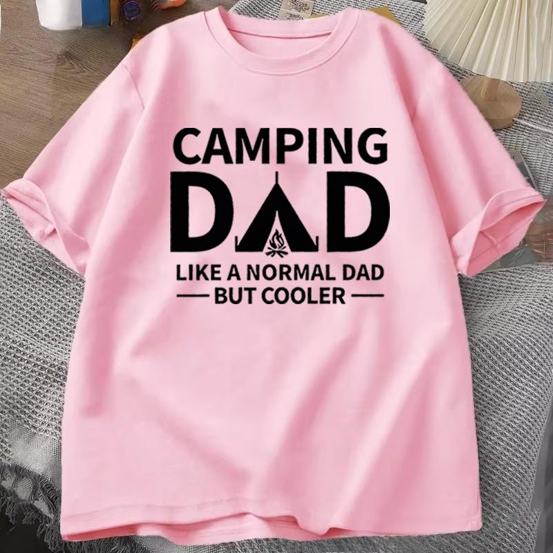 Camping Dad Tshirt Tent Campfire Graphic Casual Short Sleeve Unisex Tee Fathers Day Gift Vintage Design Outdoor Dad Tshirts