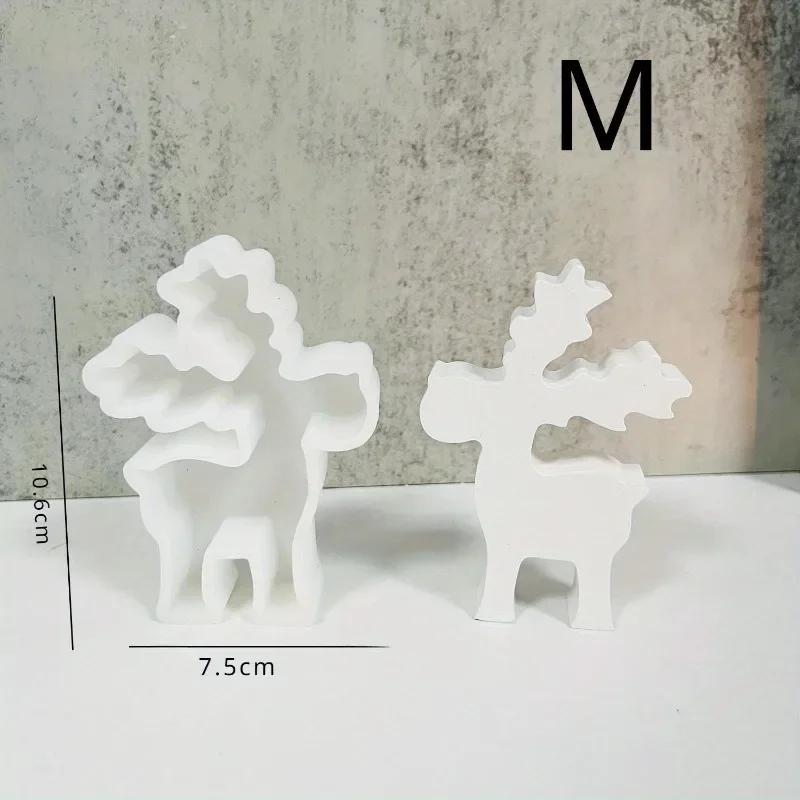 Christmas Elk Ornament Silicone Mold DIY Christmas Deer Scented Plaster Candle Mold Resin Crafts Making Tools for Home Decor