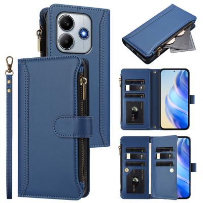 Для Xiaomi Redmi Note 14 5G (Китай)/Xiaomi Poco M7 Pro 5G/Xiaomi Redmi Note 14 5G Чехол 9 Отделений для карт Кошелек на молнии Подставка Чехол для телефона с ремешком на запястье