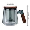 Wood Handle Glass Tea Cup with Tea Infuser with Lid Tea Maker Smooth Surface Tea Pitcher  Teaware