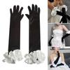 Wedding Gloves Proms Dark Gloves Ruffle Long Gloves for Operas Women Lady Proms Costume Accessories