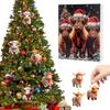 Christmas Advent Calendar Highland Cow Christmas Countdown 24pcs Christmas Tree Highland Cow Pendants Ornament 2D Flat Gift