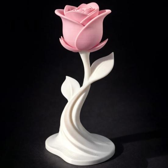 Desktop Ornaments Modern Rose Sculpture, 3D Printed Minimalist Floral Decor, Abstract Valentine Day Gifts Flower Statue for Home Office, Elegant