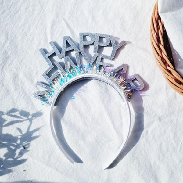 Silver Flower Band Happy New Year Headband Happynewyear