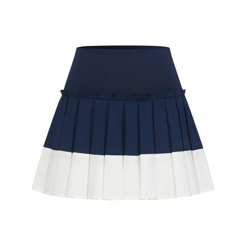 Womens Tennis Set Long Sleeve Top Pleated Skirt High Elastic Moisture Wicking Slim Fit Sportswear