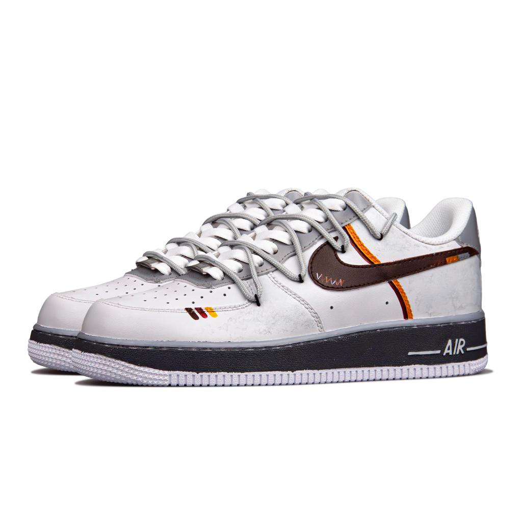 Nike Nike Air Force 1 Нескользящая Амортизация Устойчивая к истиранию Низкие Скейтбордические Кроссовки Унисекс Белый Серый CW2288-111(Команда317-)