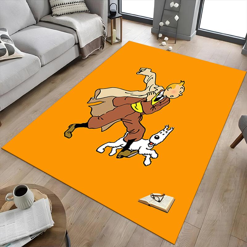 Tintin'S Dynamic Adventure Carpet For Playroom Bedroom Living Room Sofa Home Decorkids Game Area Rug Nonslip Floor Mat