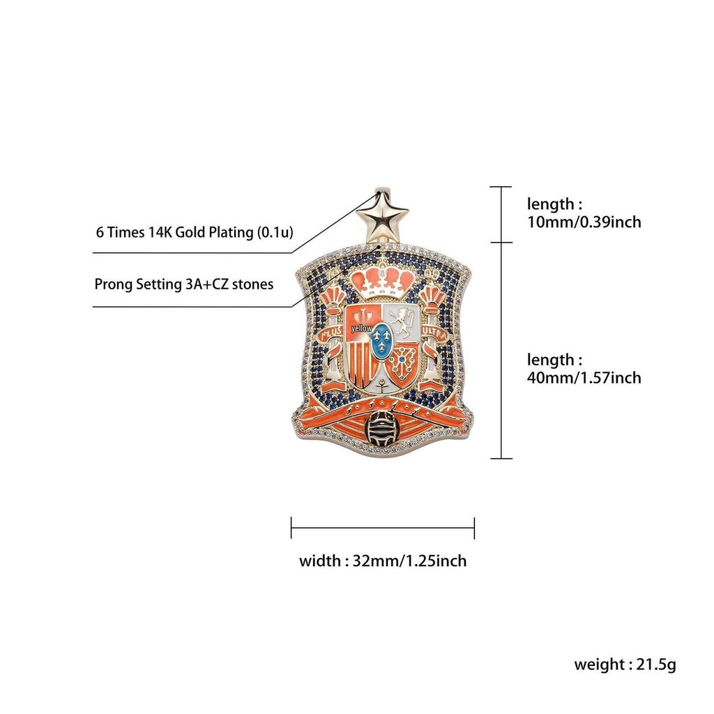 Красочная подвеска в стиле хип-хоп с эмблемой футбольного клуба, выполненная в технике перегородчатой эмали