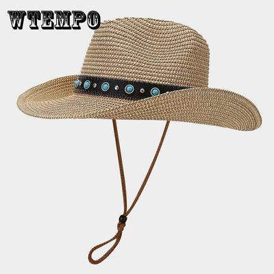 Бохо плетеная цепочка ковбойская шляпа винтажная дышащая соломенная шляпа с козырьком от солнца унисекс солнцезащитные шляпы дорожная пляжная кепка для женщин мужчин