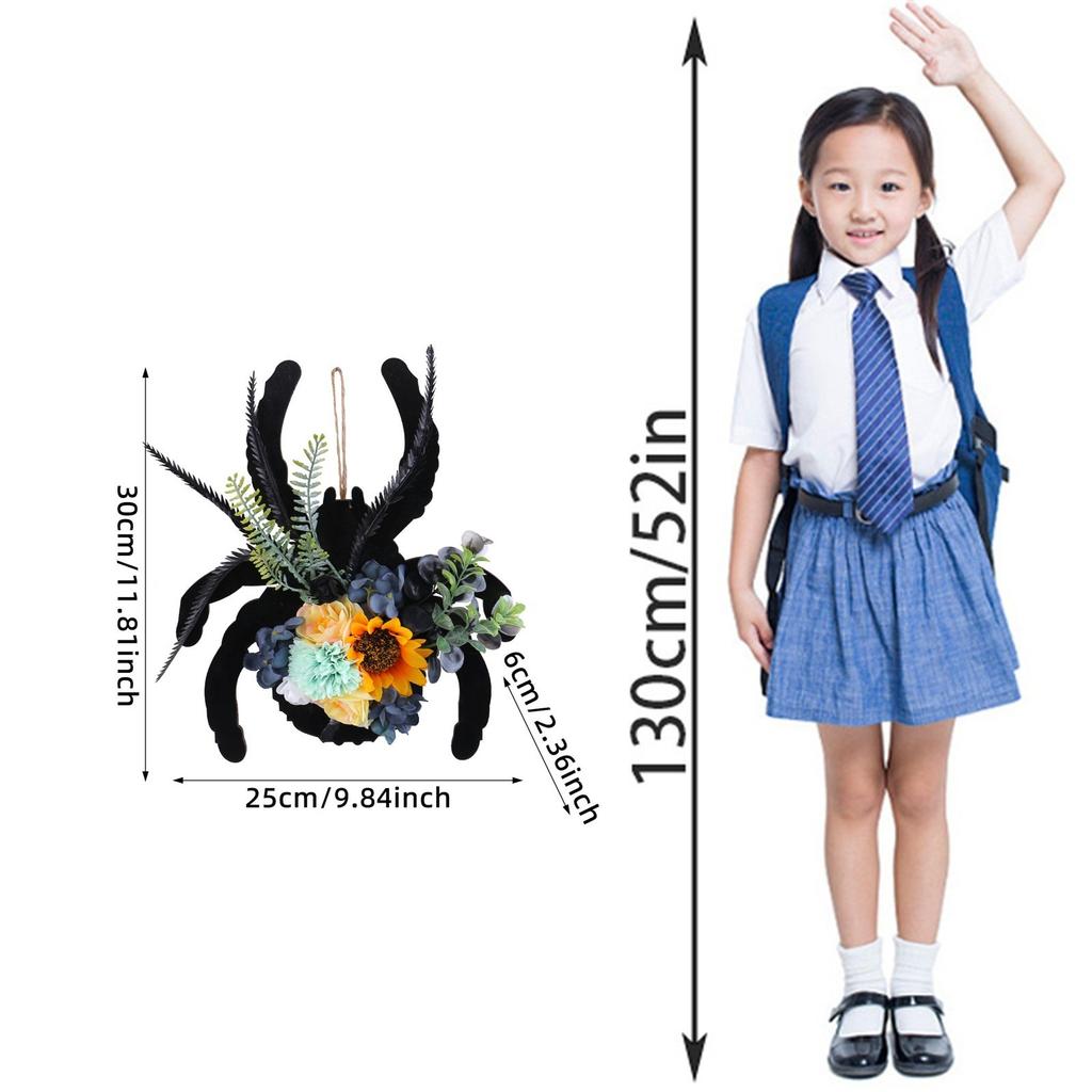 3D Паук Деревянная Табличка Подвеска на Дверь Цветочный Венок, Табличка Подвеска на Дверь Праздничная Атмосфера Декоративный Виноградный Круг Настенный