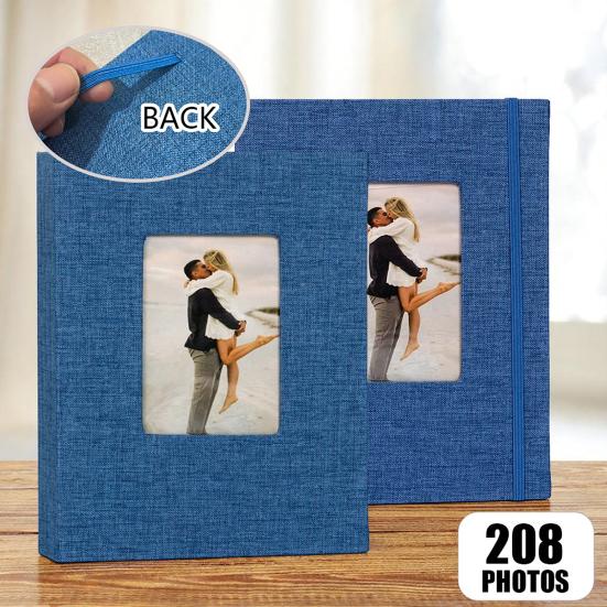 Yousheng Fabric Photo Album with 208 Pockets Slip-in Picture Albums Linen Cover Memory Book with Front Window for Family Anniversary Vacation Wedding