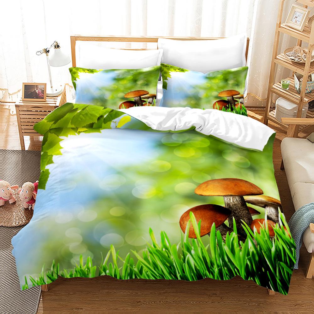 Dreamy Elf World Bedding Set Magic Mushroom Quilt Cover Pillowcase 2/3pcs King Queen Bed Cover Single Double Bed Home Textile