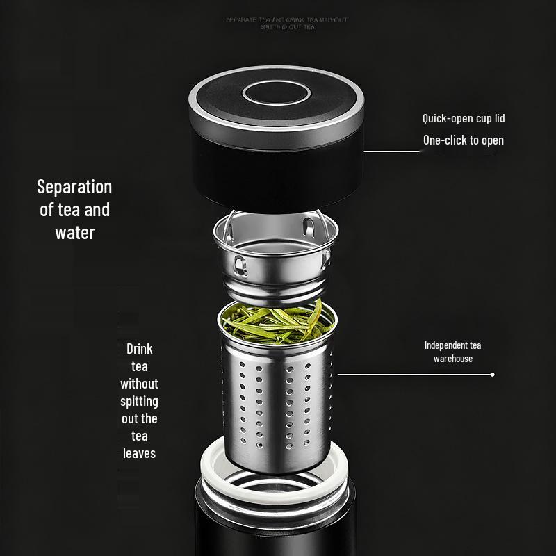 Quick Open 316 Stainless Steel Thermos Mug with Seamless Liner and Tea Separation - Ideal Business Gift