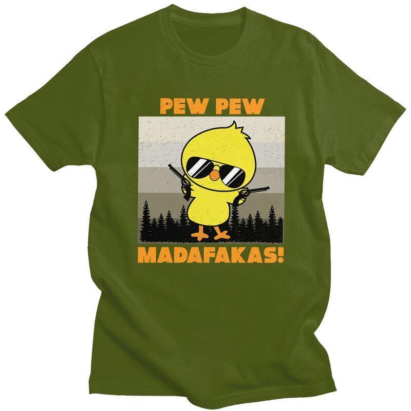 Мужские винтажные футболки Pew Madafakas с уткой, с коротким рукавом, для отдыха, модные, из чистого хлопка, подарок