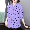 Polka Dot Shirt Women's Summer Short Sleeved Casual Shirt Mid Sleeved Top