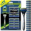 Бритва Schick Hydro 5 Premium для чувствительной кожи, клубный набор с держателем, 16 сменных кассет, серебристая - Мужская бритва для гладкого бритья