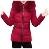 Fashion Women Winter Warm Hooded  Cotton  Winter Jacket Solid Long-Sleeved Coat