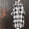 Women Shirt Plaid Print Contrast Color Irregular Hem Single-breasted Long Sleeve Lapel Oversized Soft Breathable Lady Long Top