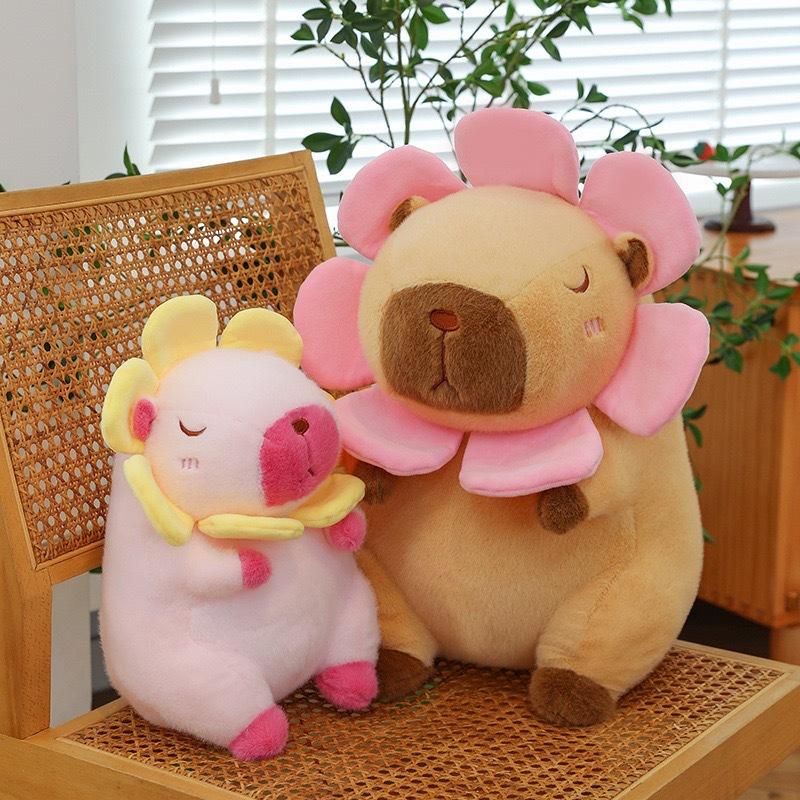 1pc 30cm/11.81in Cute sunflower capybara doll throw pillow, capybara large doll, plush toy, children's birthday gift