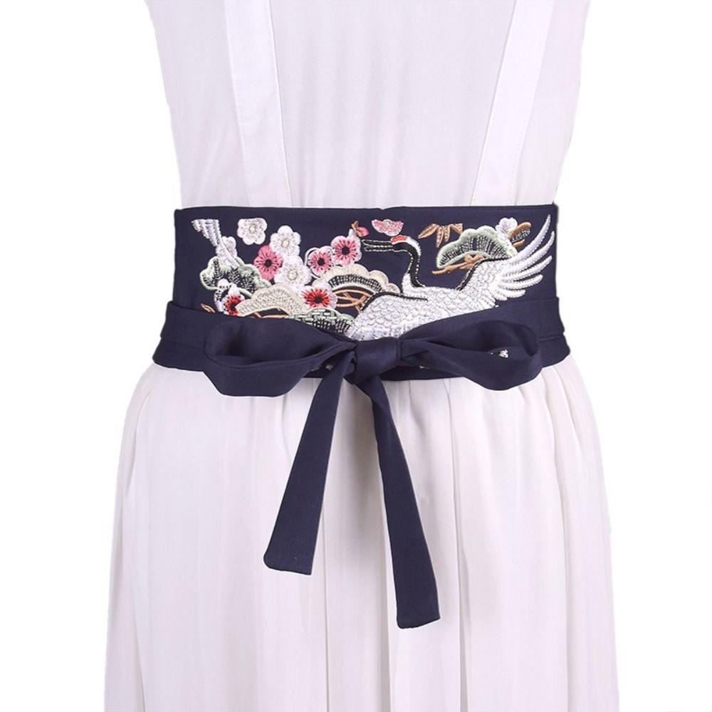 Embroidered Wide Belt Flower Women Waistband Retro Hanfu Cummerbunds Ladies