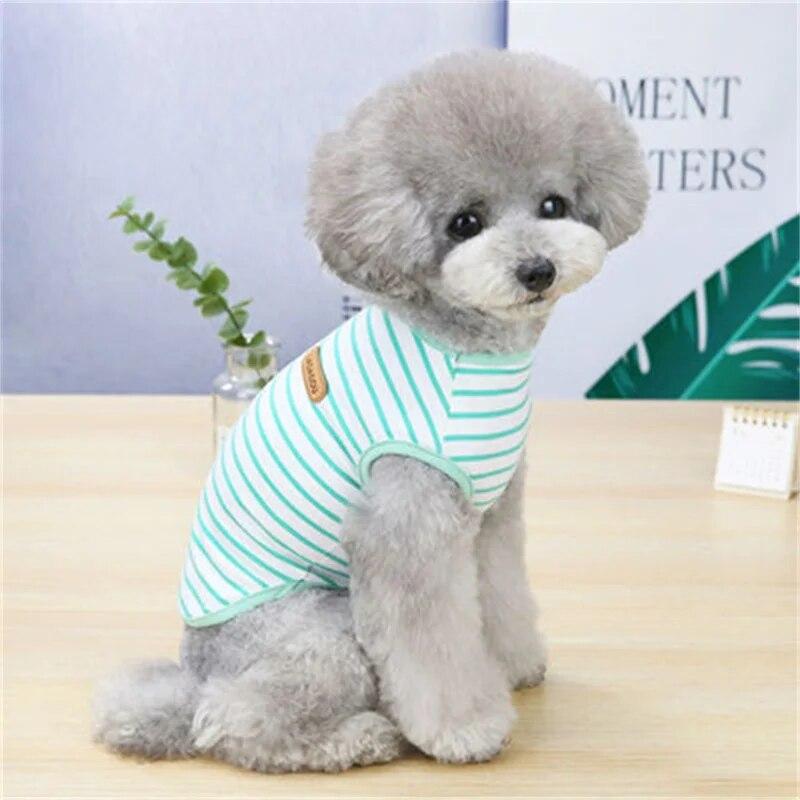 Summer Striped Dog T-Shirt Breathable Puppy Dog Clothes Vest for Small Medium Dogs Pet Cats Pug Apparel Costumes XS-XXL