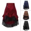 Retro Skirts Halloween Gothic Style Medieval Palace Lace Drawstring Stitching Midi Skirt