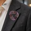 Hollow Loop Brooch Rhinestone Twisting Brooch, Decorative Lapel Pin Clip for Men Women, Sweater Cardigan Coat Suit Jewelry Accessories