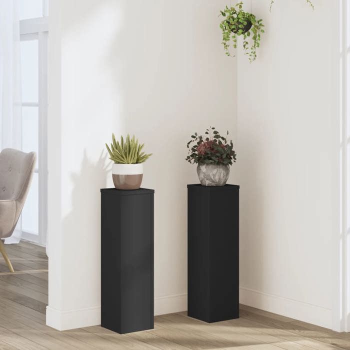 VidaXL Plant Stands 2 Pcs Black 17x17x60 Cm Engineered Wood, Flower Stand, Plant Pot Stand, Stand 852934