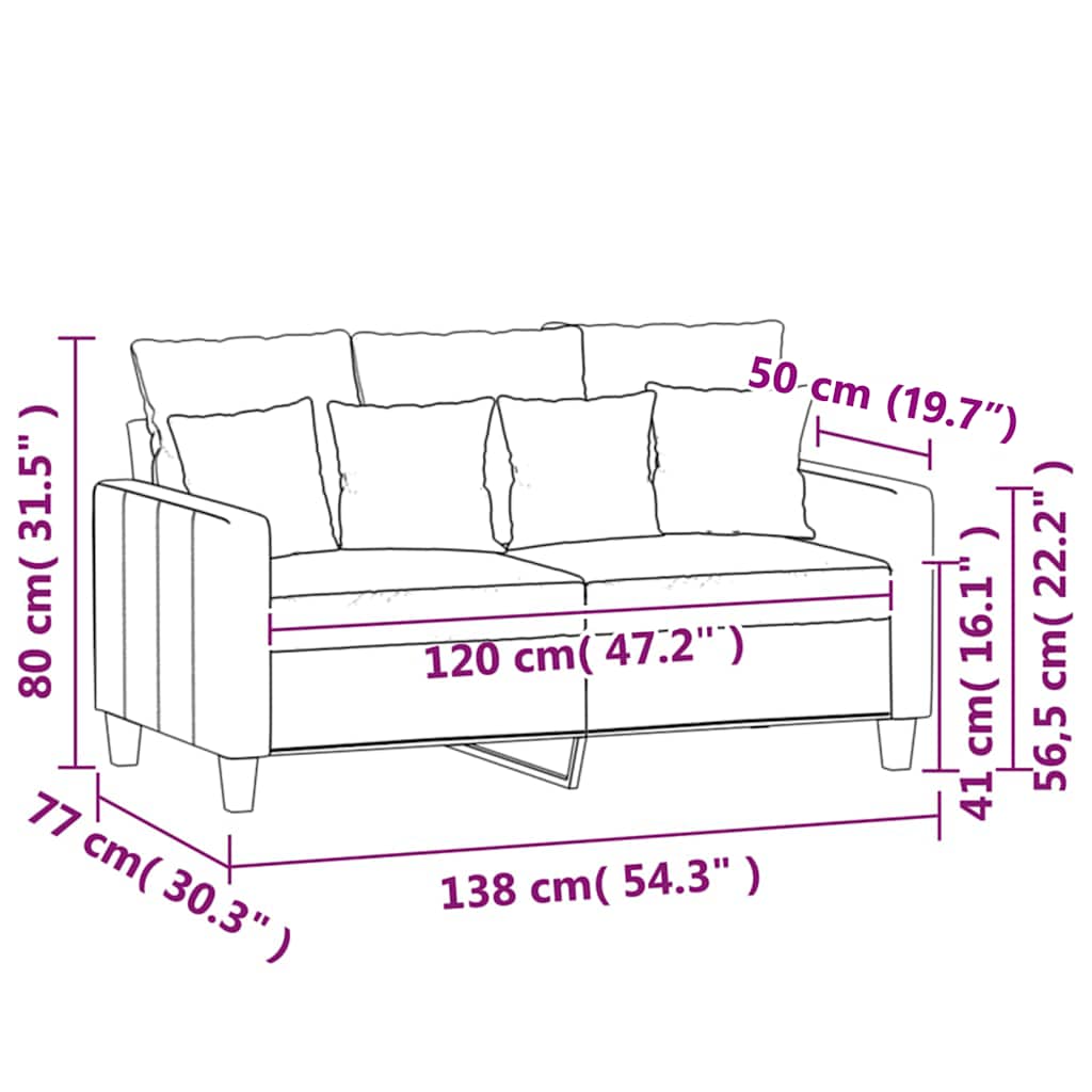 Vidaxl Sofa 2-Osobowa, Kremowy, 120 Cm, Tapicerowana Aksamitem