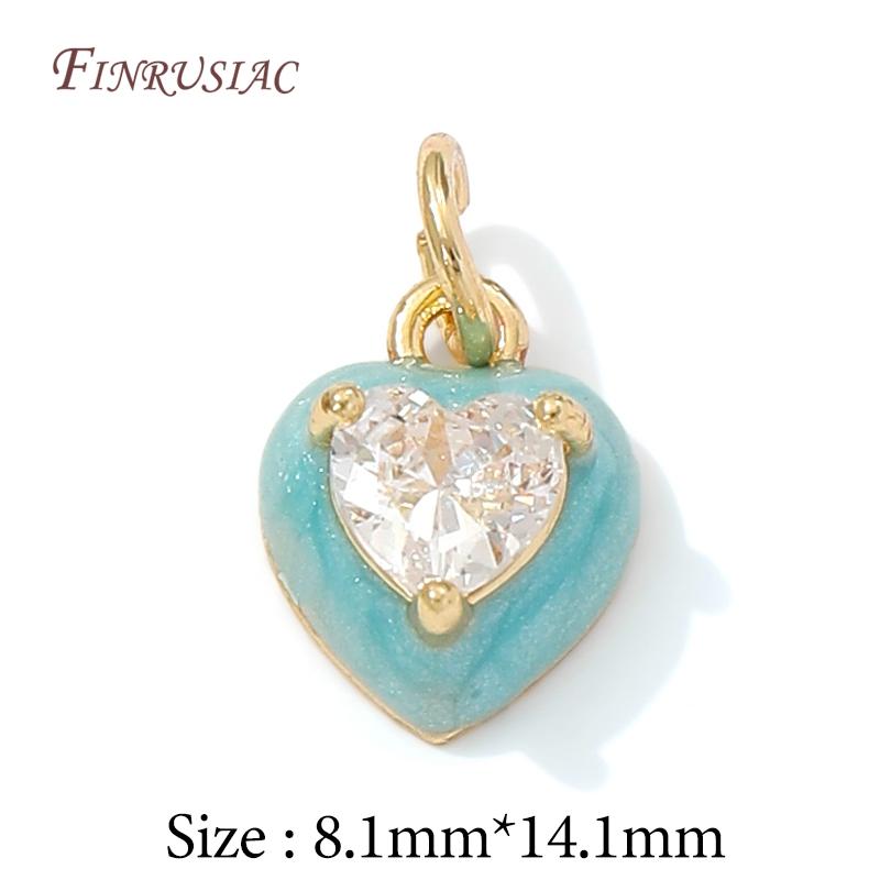 14K Gold Plated Enamel Charms with CZ Crystal,Heart Moon Pendant For DIY Jewelry Making,DIY Bracelet Necklace Earring Supplies