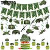 Военная тематика Украшение для вечеринки по случаю дня рождения Поднятие флага ко дню рождения Поднятие камуфляжного флага Спиральная подвеска Размещение торта и бирки