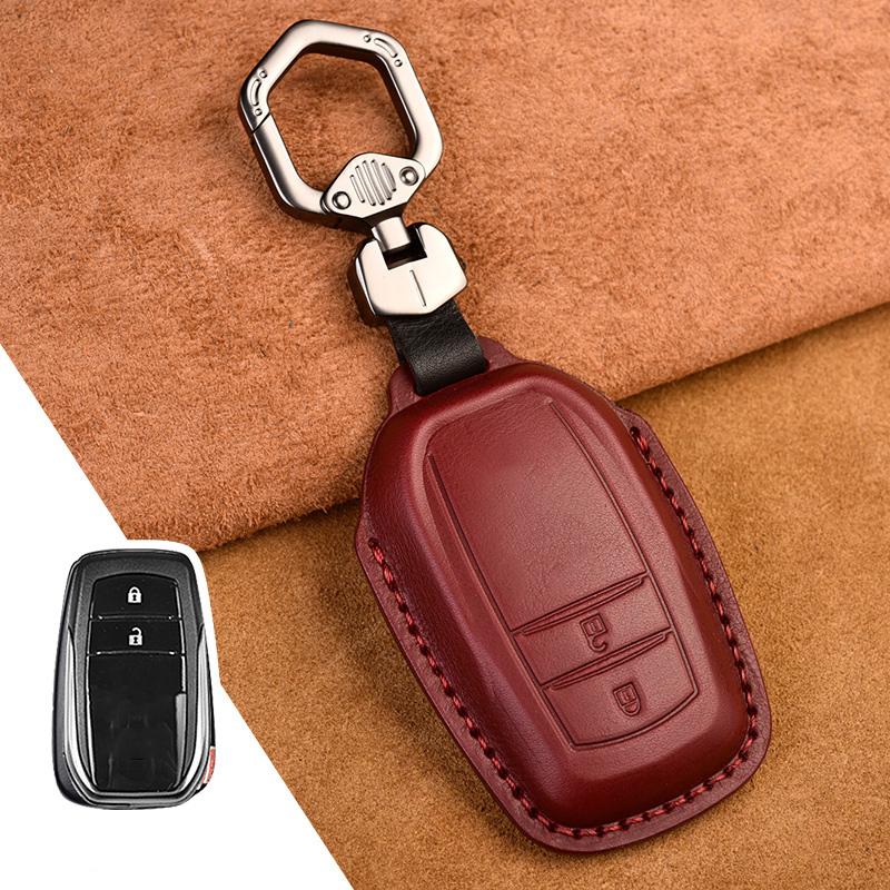 Leather Car Key Case Cover Fob for Toyota Chr C-hr Land Cruiser 200 Avensis Auris Corolla Smart Keychain Shell Accessories Ring