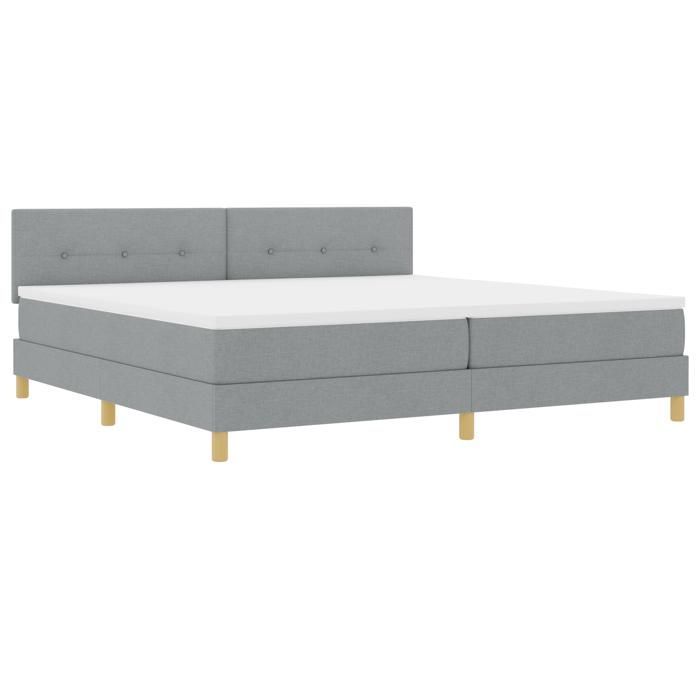 VidaXL Lit à ressort avec matelas & LED gris clair 200x200 cm en tissu 3342464
