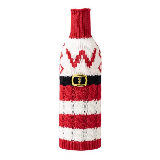 Рождественский чехол для бутылки вина, многоразовый вязаный чехол с буквами, праздничный декор стола
