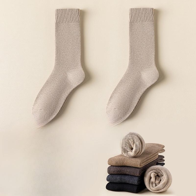 Мужские осенне-зимние новые толстые носки-гольфы с плюшем, дезодорирующие, однотонные