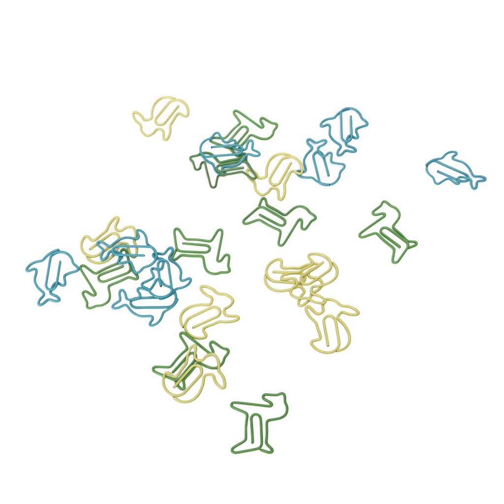 32 Box Paper Clips 3 Colors Innovative Pony Rabbit Dolphin Combo Small Metal Paperclips for