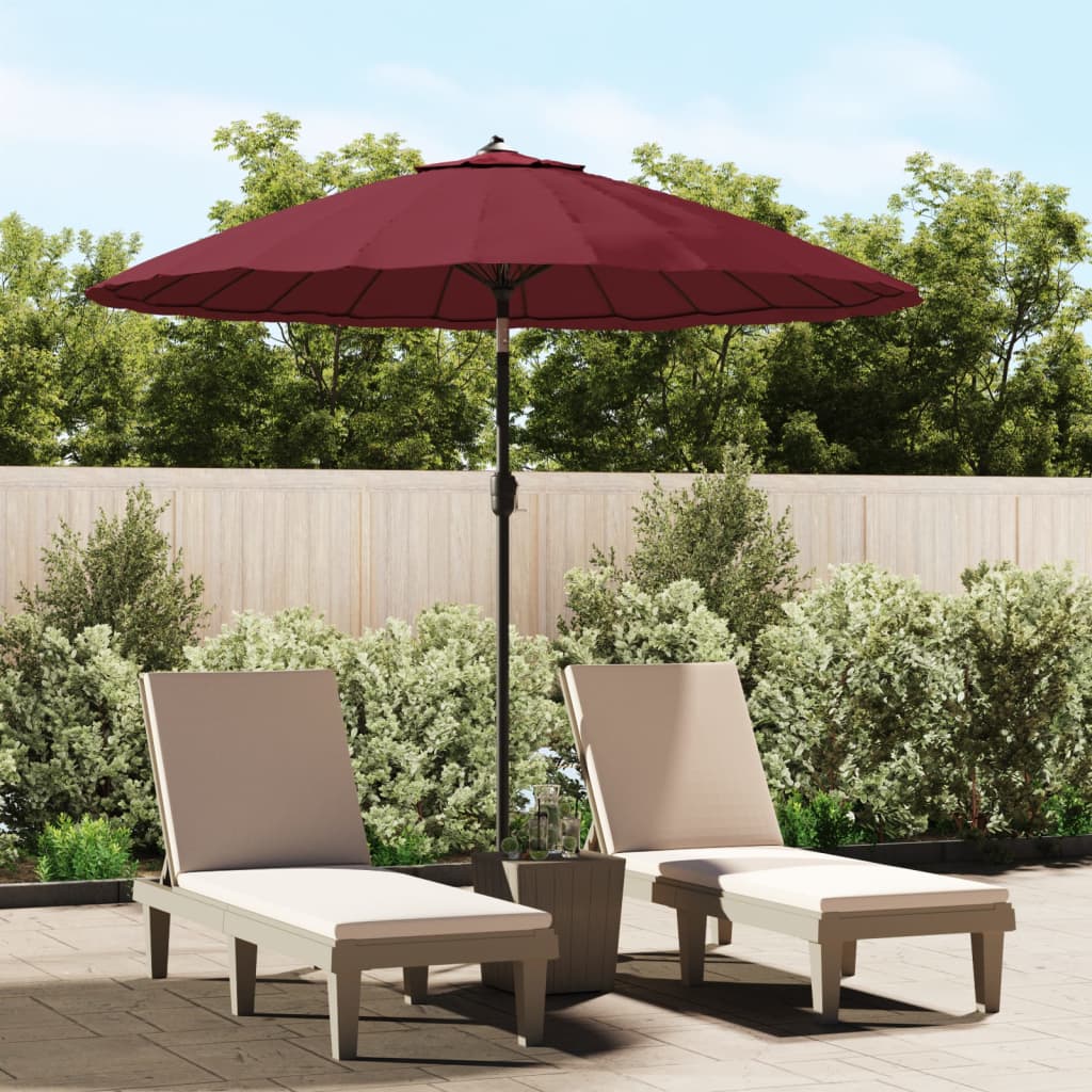 270 cm Aluminum Mast Sun Umbrella in Burgundy Red