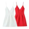 2025 Spring Women's Sweet Slim V-Neck Wide Hem Suspender Dress