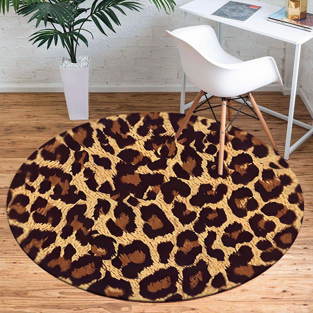 Wildly Stylish: Leopard Print Round StickerRound Non-Slip chair mat chair carpet for office Rugs for Office Decor Gift For Valentine's Day Mother's Da