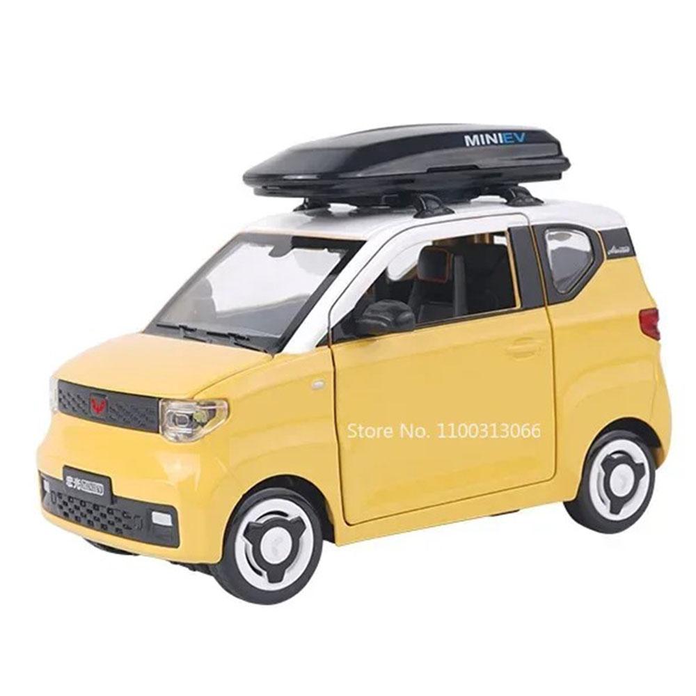1:Масштаб 24 WULING HONGGUANG MINIEV Металлическая игрушка-модель автомобиля Резиновые шины со светом и музыкой Коллекция транспортных средств Игрушки Детский фестивальный подарок