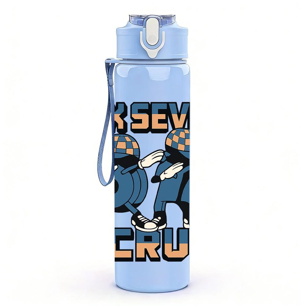 1PC Six Seven Bruh Robot Letter 750ml Color Plastic Sports Water Bottle Leakproof Flip Straw Lid Suitable for Sports Office Home Use