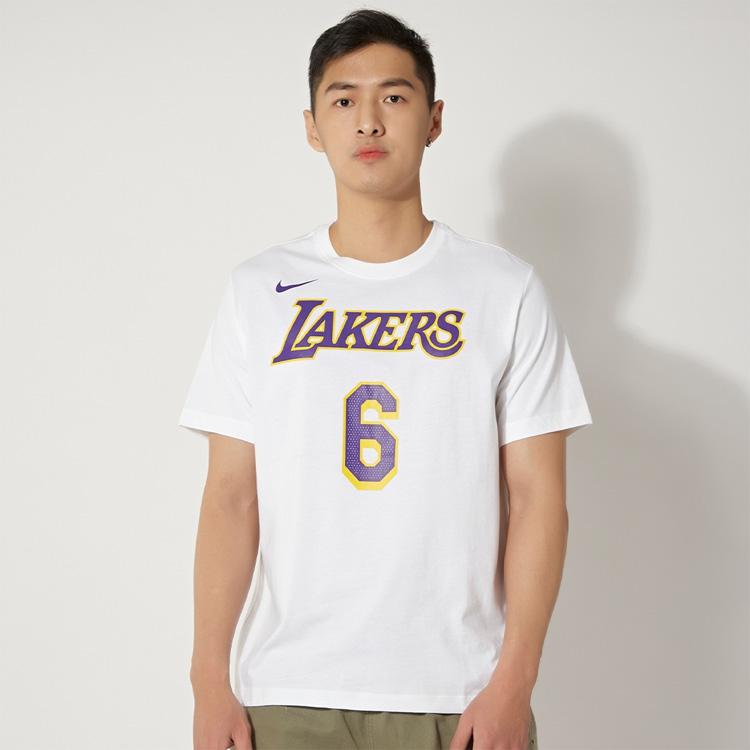 Nike НБА Лос-Анджелес Лейкерс Леброн Джеймс Нет. 6 Футболка с круглым вырезом Мужские топы Белые DR6381-106