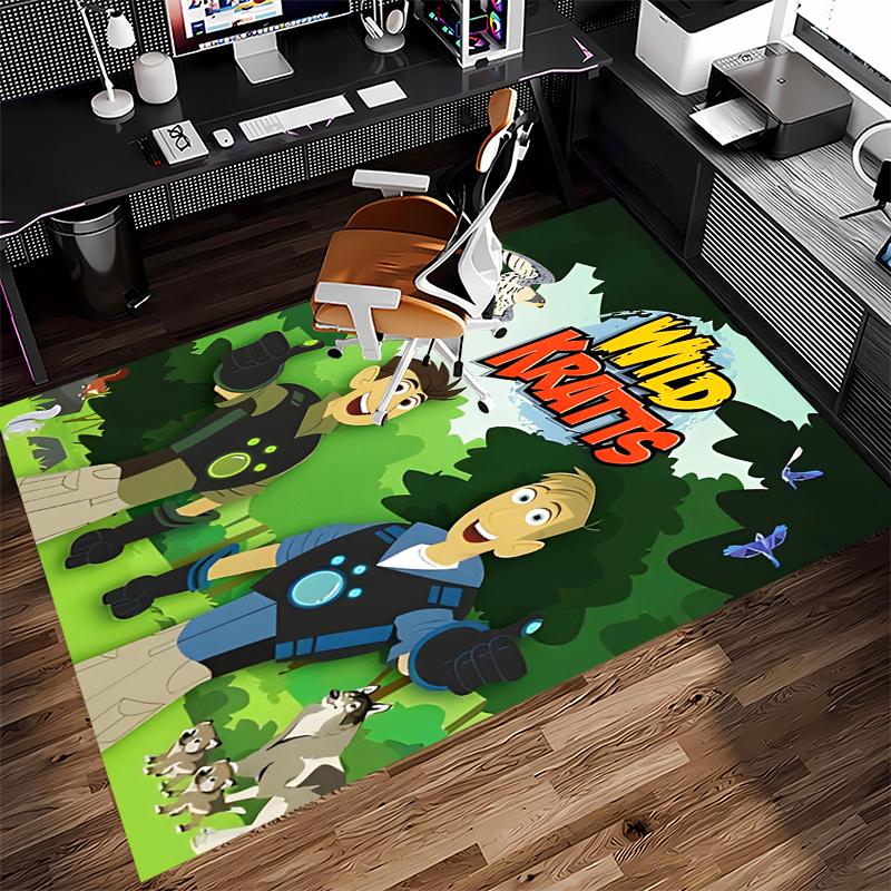 1pc Wild Kratts Print Area Rug - Soft,Washable Non-Slip Indoor Mat for Office Chairs,Living Room,Home Office Decorative Rug
