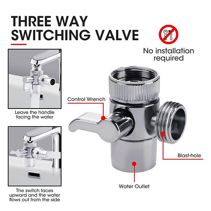 Переключающий клапан для душа из сплава премиум-класса для смесителя для кухни или ванной комнаты, умственный адаптер, одна ручка, полированный хром