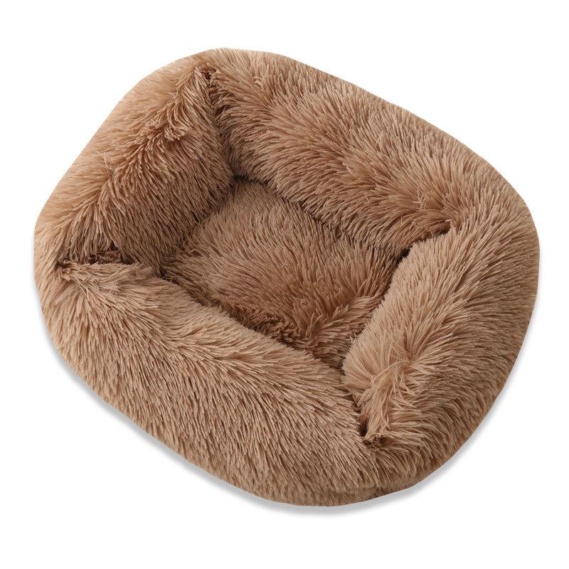 Square Dog Cat Bed with Side Cover Medium Large Sofa Plush Kennel Winter Warm Puppy Mat Nest Soft House Non-slip Basket Cushion