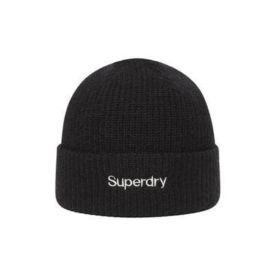 SUPERDRY Шапка бини с базовым логотипом Essential черная