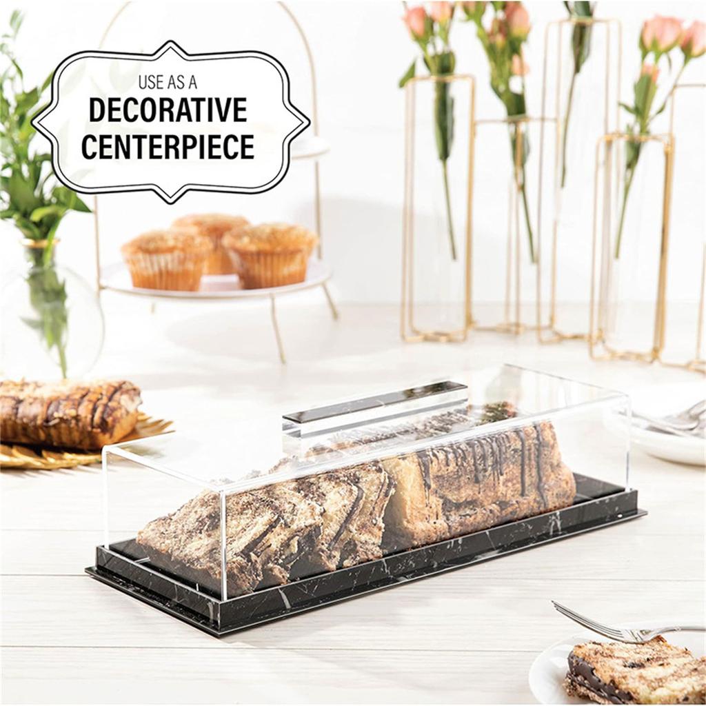 Rectangular Cake Tray Display Box with Clear Lid Acrylic Cake Holder Dustproof Cake Stand Suitable for Cake and Dessert